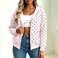 thumbnail image 4 of IUYRTFE Women's Polka Dot Zip Up Hoodie with Pockets Drawstring Long Sleeve Casual Jacket, 4 of 9