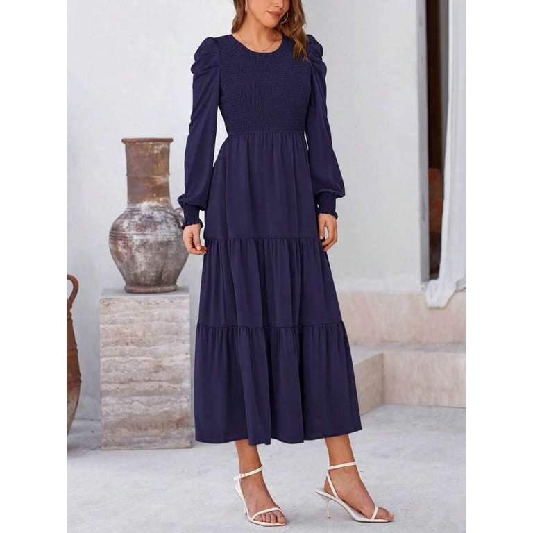 navy blue puffy dress Custom Navy Blue Sparkly Star Prom Dress with Puffy Sleeves Plus Size High Quality