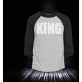 thumbnail image 2 of Shop4Ever Men's King African Pattern Style  Raglan Baseball Shirt XX-Large Heather Grey/Black, 2 of 4