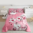 thumbnail image 2 of Homewish Girly Pink Marbling Bedding Comforter Set, Chic Fashion Flower Floral Twin Comforter Sets, Abstract Ombre Reversible Bedding Set, Luxury Bedroom Decor, 2 Pieces, 2 of 8