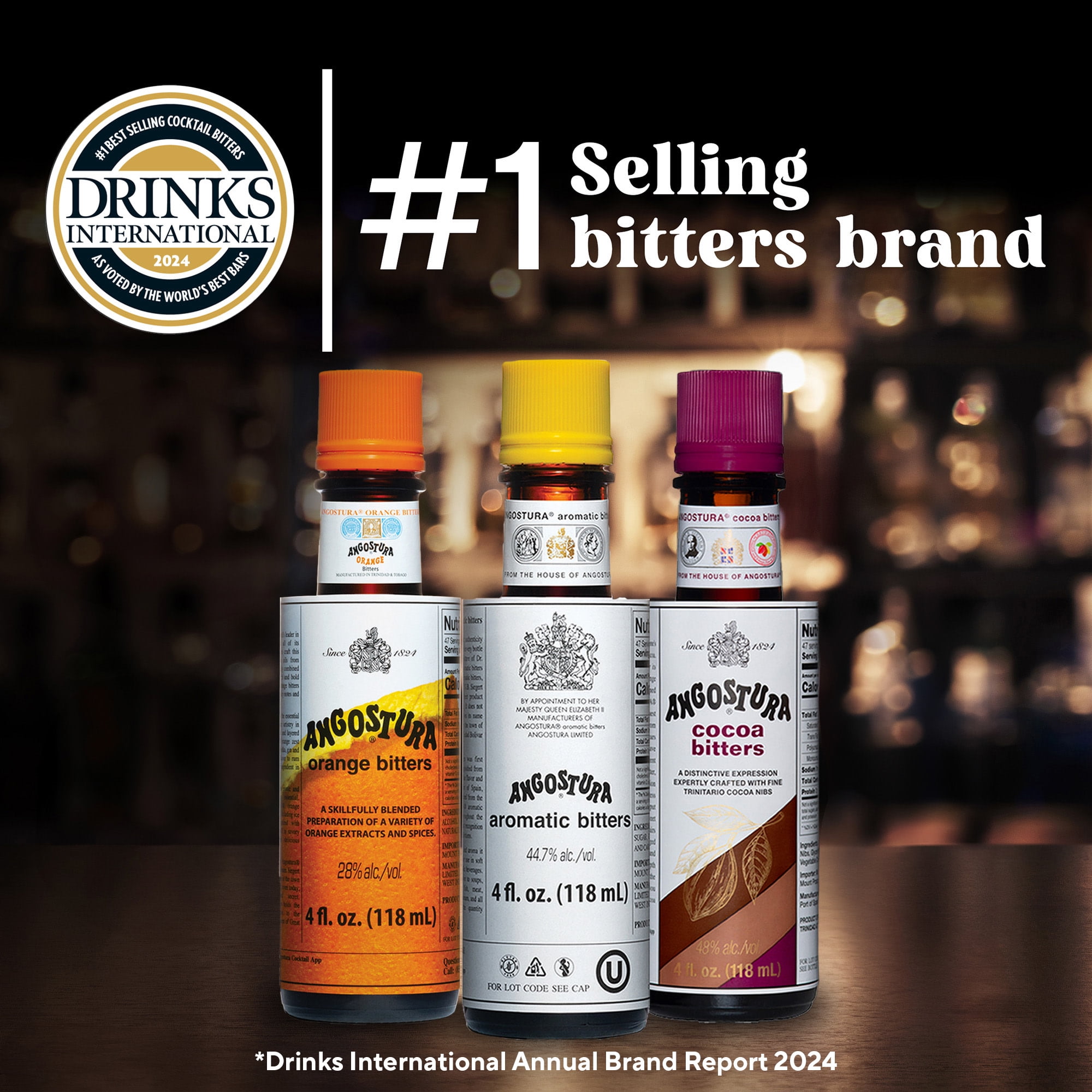 ANGOSTURA Aromatic Bitters, Liquid Cocktail Bitters for Professional & Home Mixologists, 4 fl oz