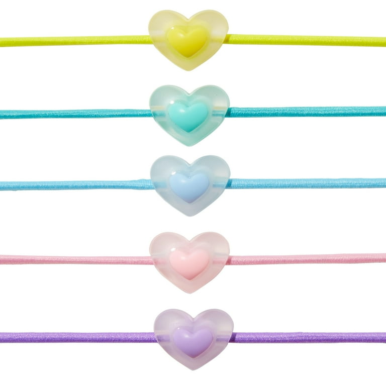 Claire's Girl's Pastel Bobble Heart Ponytail Holder Hair Ties, 10