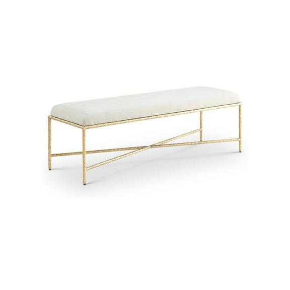 Meridian Furniture Valley Cream Chenille Fabric Bench
