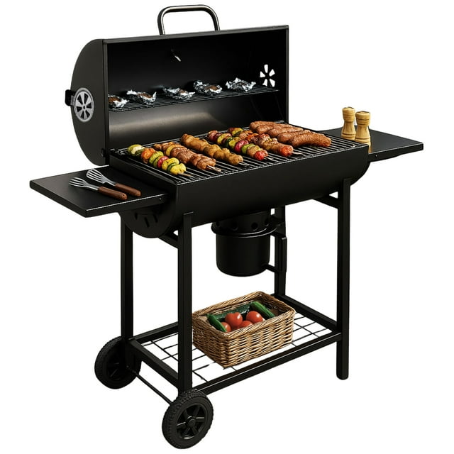 Asador Carne Parrilla Carbon Bbq Movil Termometro Cenicero Jardimex