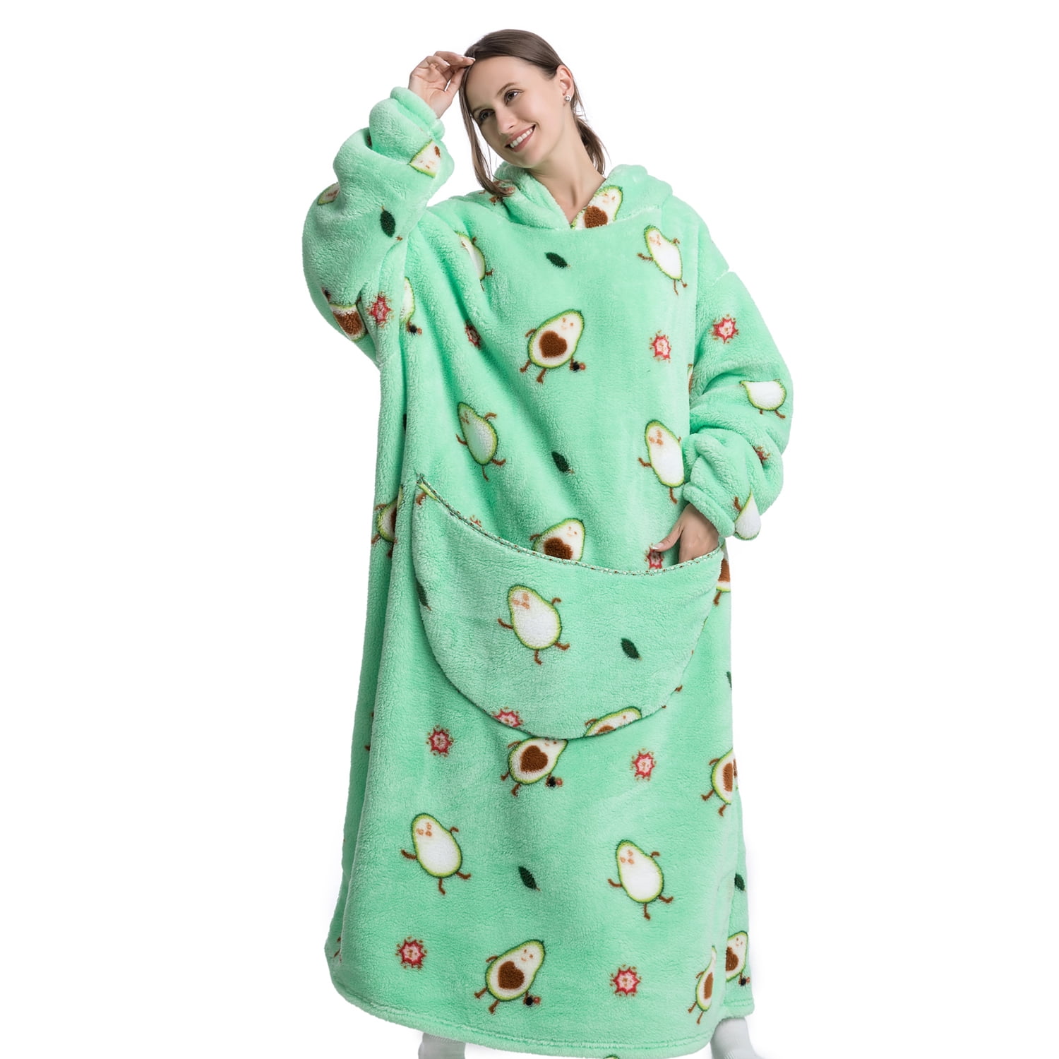 Msrlassn Extra Long Wearable Blanket Hoodie for Women Men Adults Oversized Hooded Blanket Sweatshirt, Super Soft Warm Comfortable Giant Wearable Blanket Hoodie with Big Pocket