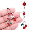 thumbnail image 4 of 3pcs Crystal Navel Ring Belly Button Rings Cherry Cute Belly Button Rings Belly Bars Double Belly Piercing Belly Button Piercings for Women Girls, 4 of 4