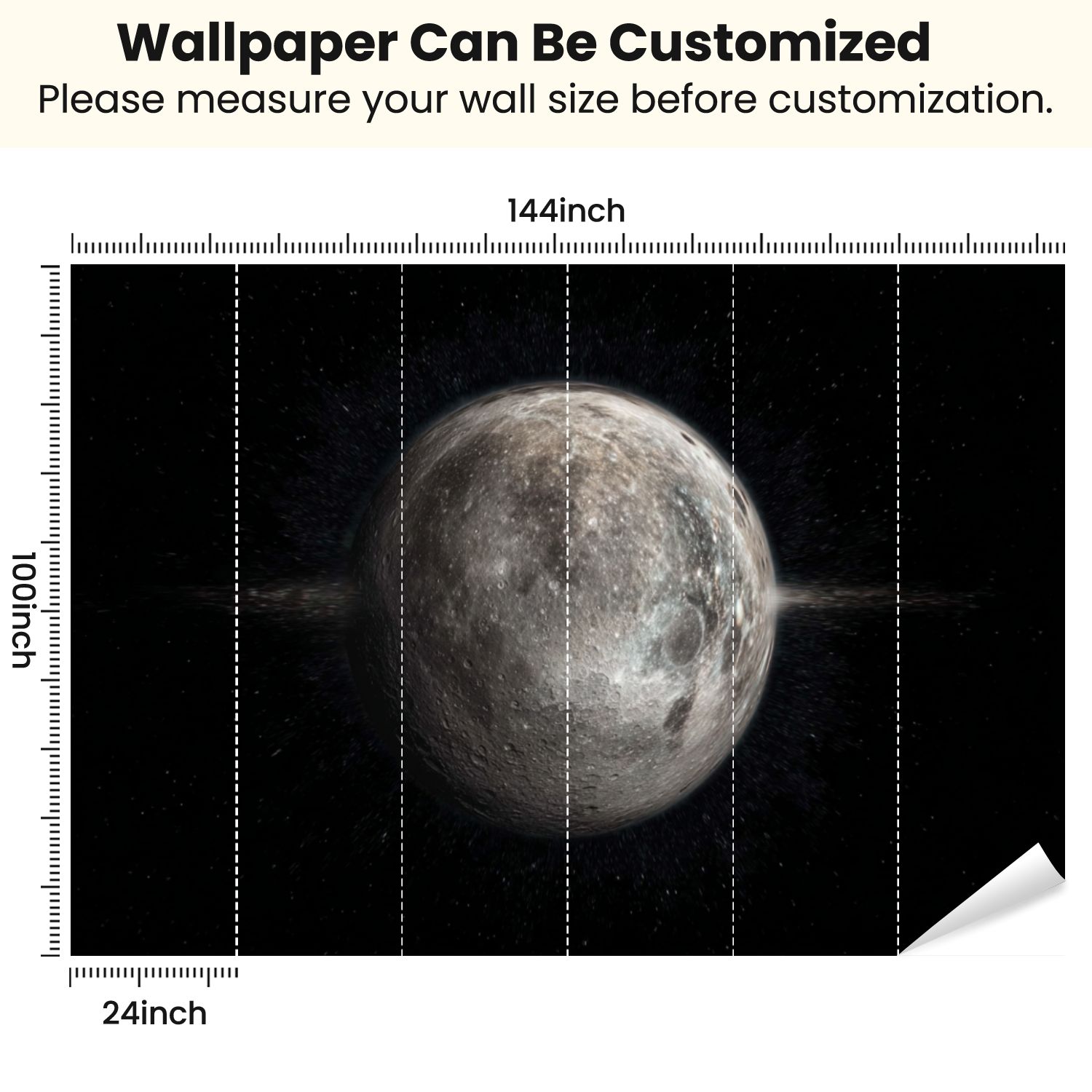 Peel and Stick Wallpaper Satellite Oberon Uranus IV moon Uranus rotating 3d render Modern Art Wall Mural Decor Self Adhesive and Removable 100in x 144in