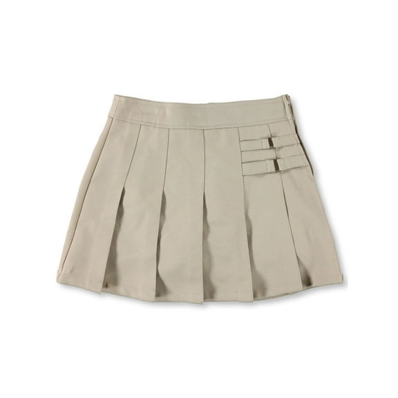 French Toast Big Girls’ Pleated Scooter with Side Buckle Accent (Sizes 2T - 20) Color: khaki Size: 3t