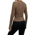 thumbnail image 3 of Deago Women's Long Sleeve Sweetheart Neck Shirts Casual Slim Fit Rib Knit Tops Fall Basic Tee Outfits Clothes (Coffee, M), 3 of 9