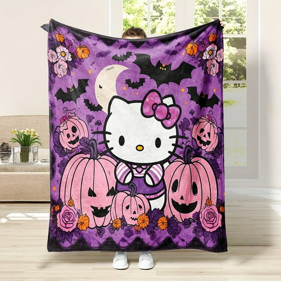 Halloween Hello Kitty Throw Blanket Cute Cartoon Kuromi Soft Flannel Fleece Warm Blanket for Couch Sofa Bed Living Room 30*40 H-2