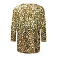 thumbnail image 5 of Besolor 3/4 Chemises Manches pour les Femmes 2024 Tops Scintillants de Mode pour les Femmes Casual Sortir Tunique Tee Tops Or 2, 5 of 5