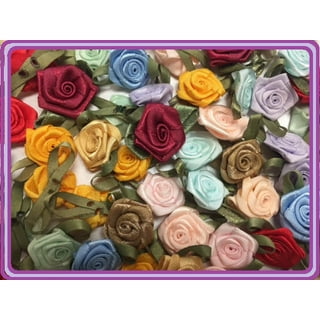 1/2 Purple Mini Satin Ribbon Rose with Leaf Applique - Pack of 288 - CB  Flowers & Crafts
