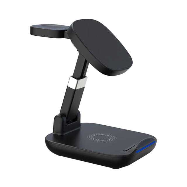 COM1950s Wireless Charging Station, Charging Station for Multiple Devices, Foldable Wireless Charging Station 3 in 1 Charging Station for Multiple Devices 15W Magnetic Wireless Charger Stand