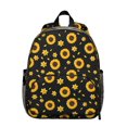 thumbnail image 1 of Boho Floral Students Backpack - Yellow Sunflower and Bee Pattern with Vintage Rustic Farmhouse Style, Comfortable Adjustable Straps and Durable Oxford Fabric, 1 of 6