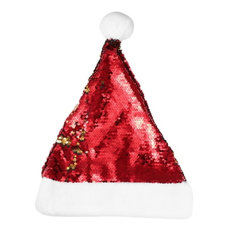 

1Pc Christmas Hat Sequins Short Plush Xmas Hat Shiny Christmas Decoration
