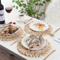 thumbnail image 4 of Jinsinto Set of 4 Round Woven Placemats for Dining Table 11" Small Placemat Natural Woven Rattan Wicker Deep Plates for Christmas Kitchen Table Mat, Beige, 4 of 5