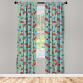 thumbnail image 2 of Ambesonne Tropical Curtains, Watermelon Kiwi Slices Art, Pair of 28"x95", Aqua Dark Coral and Green, 2 of 4
