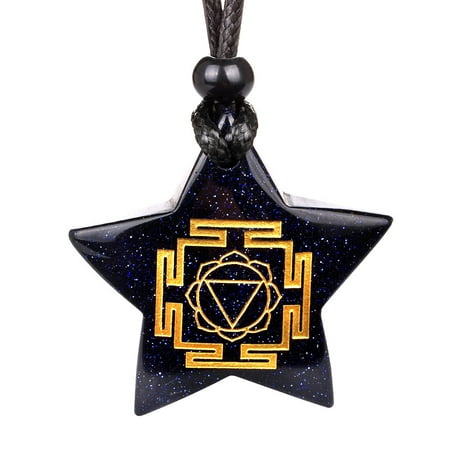 - Magical Super Star Ancient Kali Yantra Balance Amulet Goldstone Lucky Charm Pendant Adjustable Necklace