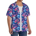 thumbnail image 2 of Sikiie Blue Skull Flower Men's Wrinkle Free Untucked Cuban Shirt Business Casual Button Down Shirts Short Sleeve Shirt4X-Large, 2 of 5