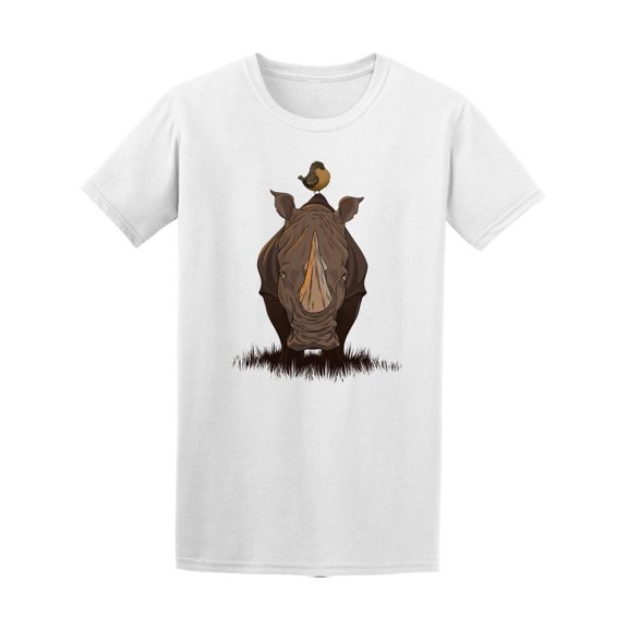 Rhino With Bird Tee Men's -Image by Shutterstock