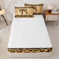 thumbnail image 4 of Homewish Bow Monogrammed B Zipper Twin Comforter Sets with Fitted Sheet and 2 Pillowcases for Kid, Fashion Cheetah Print Zipper Bedding Set, Reversible, 4pcs, 4 of 6