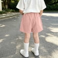 thumbnail image 5 of Babcutegg Girls’ Solid Color Elastic Waist Summer Shorts with Pockets, Casual & Comfortable Pants for Ages 2-15 Pink Size 10, 5 of 5