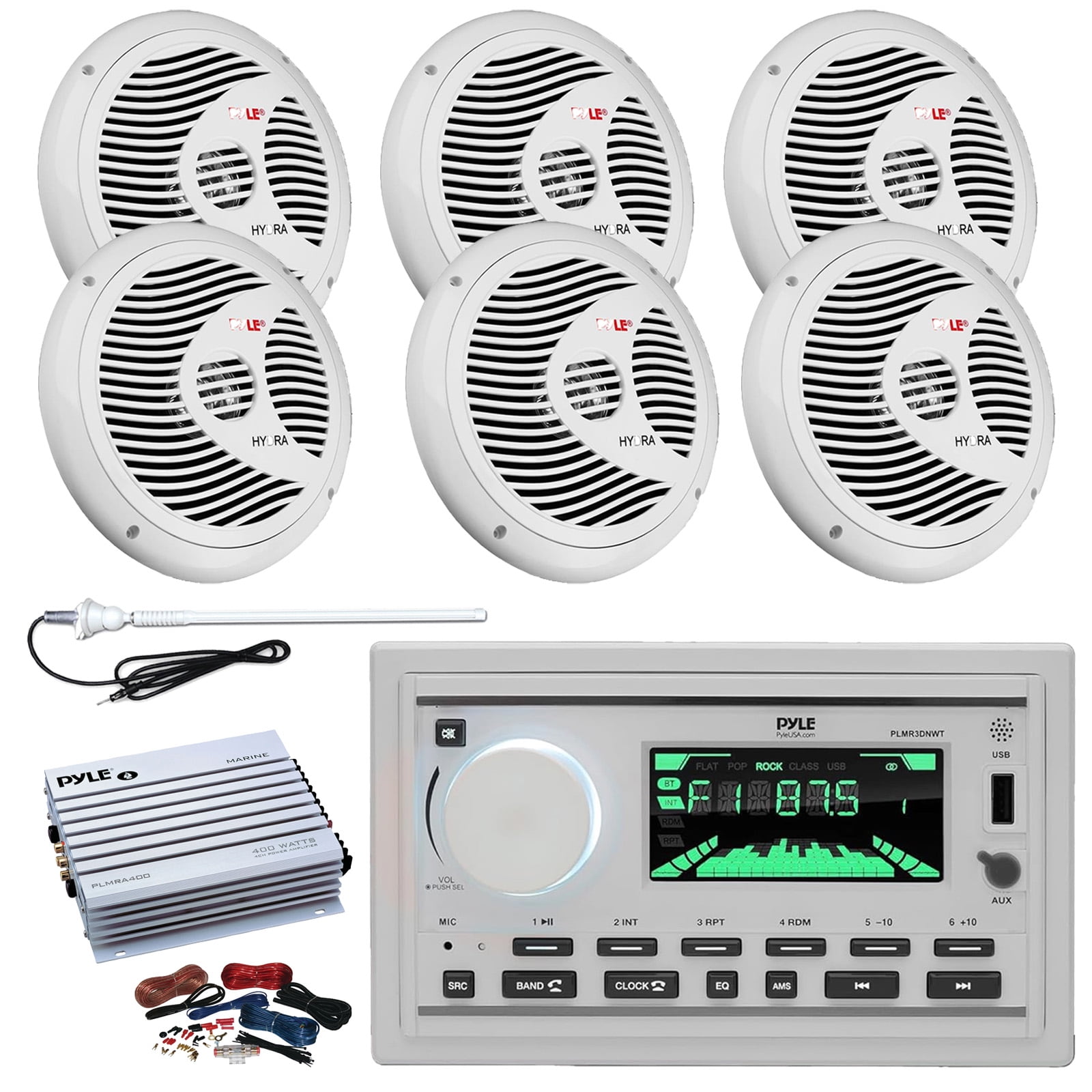 Pyle Marine Stereo Bundle Bluetooth Receiver, Speakers, Cover