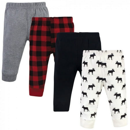 UPC: 0660168256192 | Hudson Baby Newborn and Toddler Boy Cotton Pants 4pk Moose 0-3 Months