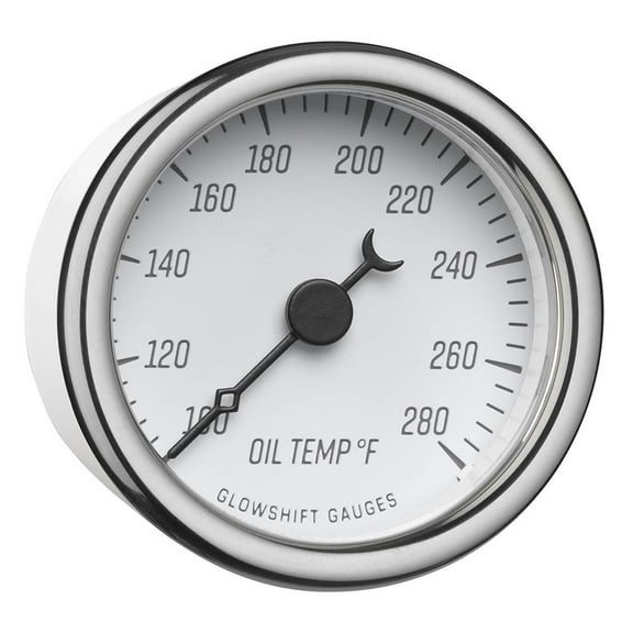 GlowShift | Classic Series White 2-1/16" (52mm) Electronic Oil Temp Gauge for Cars and Trucks