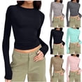 thumbnail image 7 of SwiftWear Basic Long Sleeve Crop Tops for Women Solid Color Slim Fit Lightweight Workout Shirts Trendy Streetwear M, 7 of 7