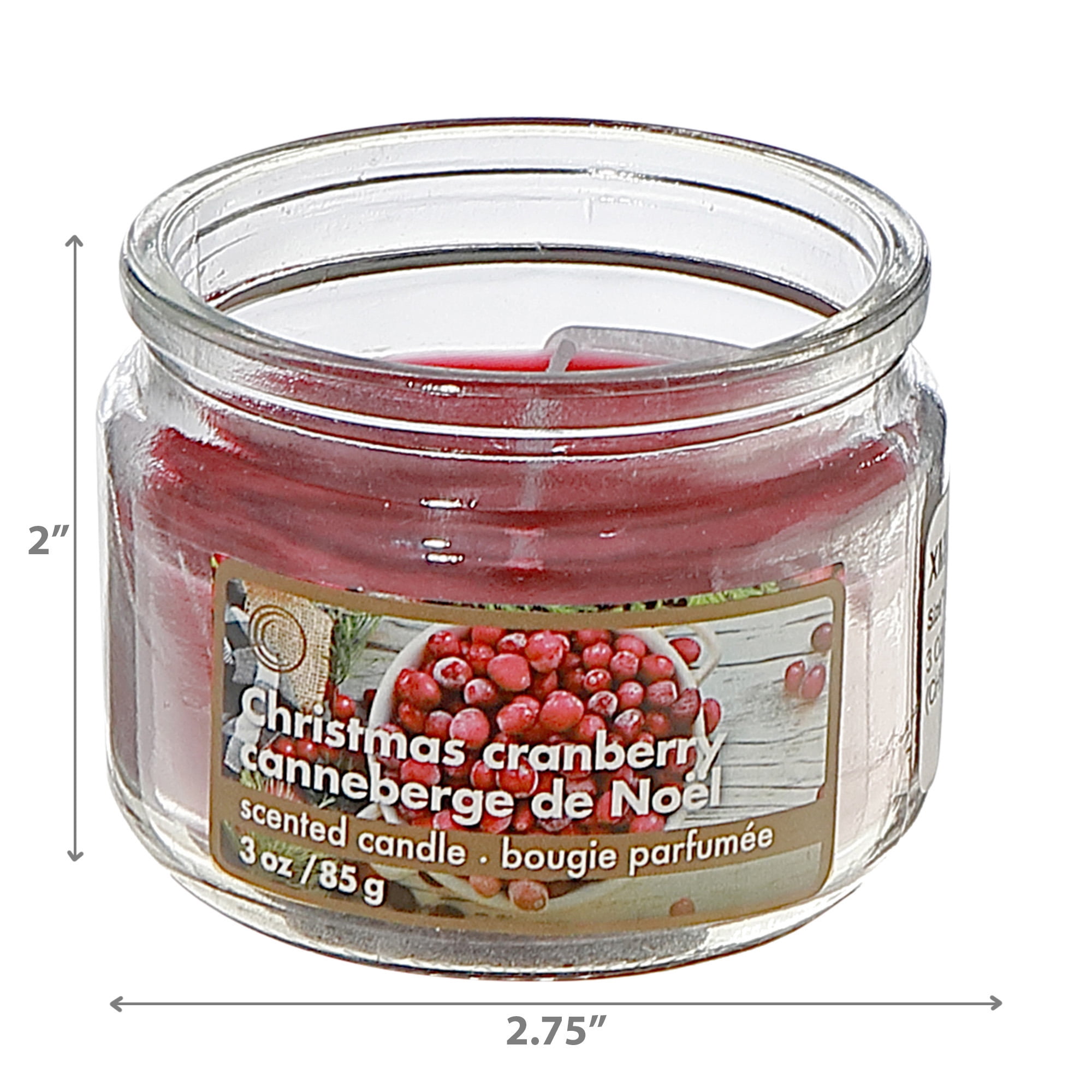 3 Oz Scented Jar Candle (Christmas Cranberry) - Set of 6