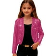 thumbnail image 2 of UQJfacai Girls Sequin Jacket Sparkly Dress Coat Open Front Cropped Cardigan Bolero Shrugs for Party Dance Dresses 4-14 Years, 2 of 9