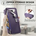 thumbnail image 2 of ELEHOLD for Samsung Galaxy S22 Ultra Zipper Wallet Case,Magnetic Detachable RFID Flip Card Slots Stand Function Shockproof Full Protective Leather Case for Samsung Galaxy S22 Ultra,Purple, 2 of 8