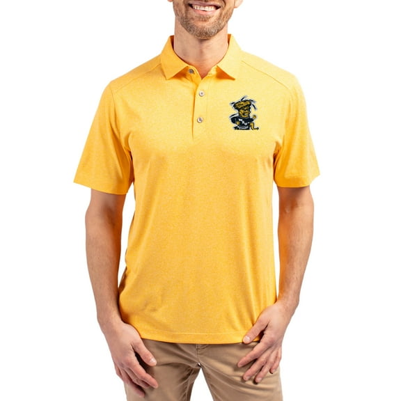 Men's-Cutter & Buck  Heather Gold Wichita State Shockers Forge Eco Stretch Recycled Polo