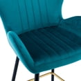 thumbnail image 4 of Resenkos Bar Stools Set of 2,Modern Velvet Breakfast Dining Chairs with Back and Footrest(Teal), 4 of 9