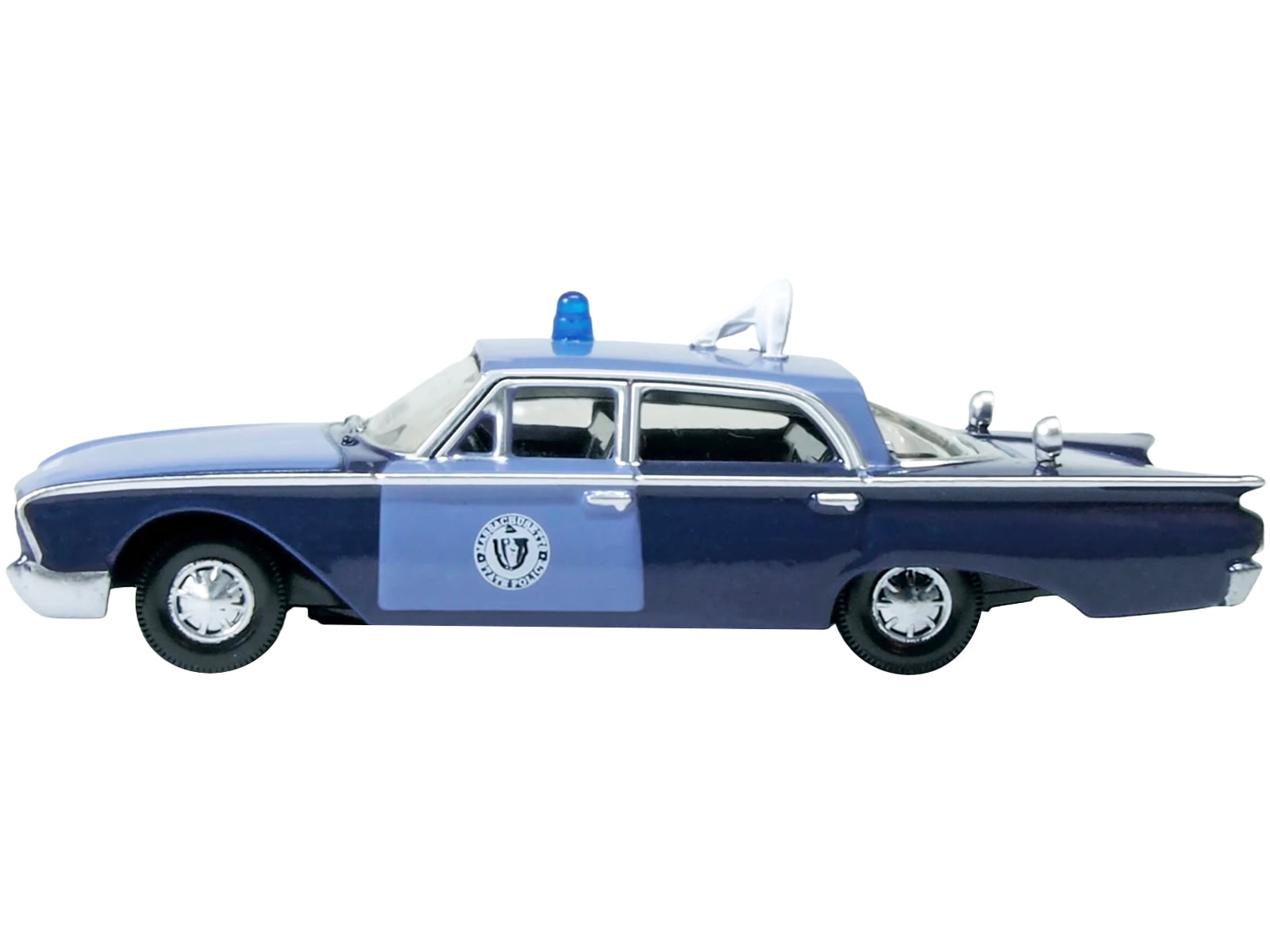 1960 Ford Fairlane Sedan Massachusetts State Police Radar Car Blue Two-Tone 1/87 (HO) Scale Diecast Model Car by Oxford Diecast