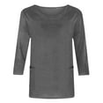thumbnail image 4 of Ayolanni Womens Clothes under 10 Dollars Prime Gray Cotton 3/4 Sleeve Solid Blouses Ladies Tops Clearance under 5 L, 4 of 4