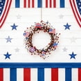 thumbnail image 5 of 1-Piece Patriotic Red Wooden Star Wreath Flag Wreath 40x40cm Independence Day Front Door Wall Decoration, 5 of 8