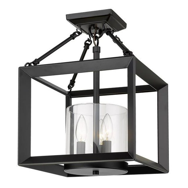 Golden Lighting 2073-SF BLK-CLR Smyth Semi-Flush Ceiling Light, Matte Black