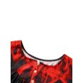 thumbnail image 4 of Sunloudy - Camiseta larga con cuello henley para mujer, camisetas de manga corta con estampado de flores, rayas, llamas y oro Sunloudy  S M L XL XXL, 4 of 8
