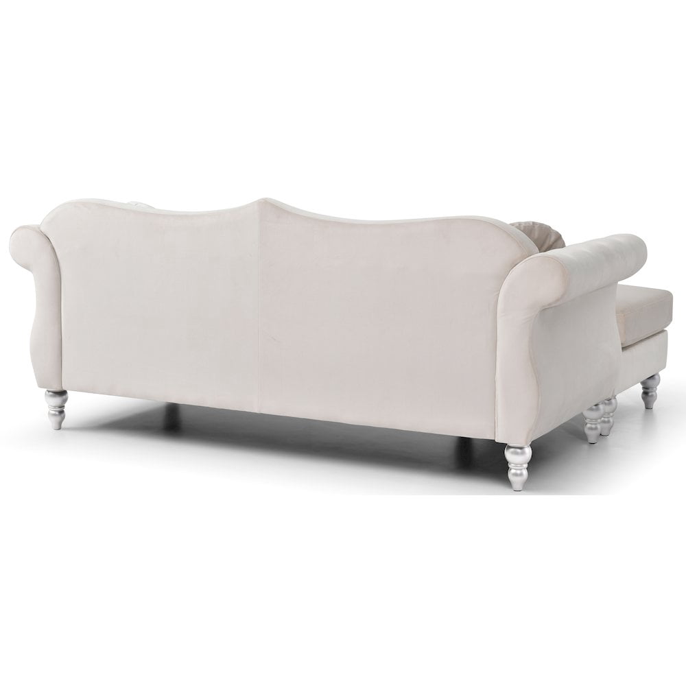Glory Furniture Hollywood Sofa Chaise in Ivory Color