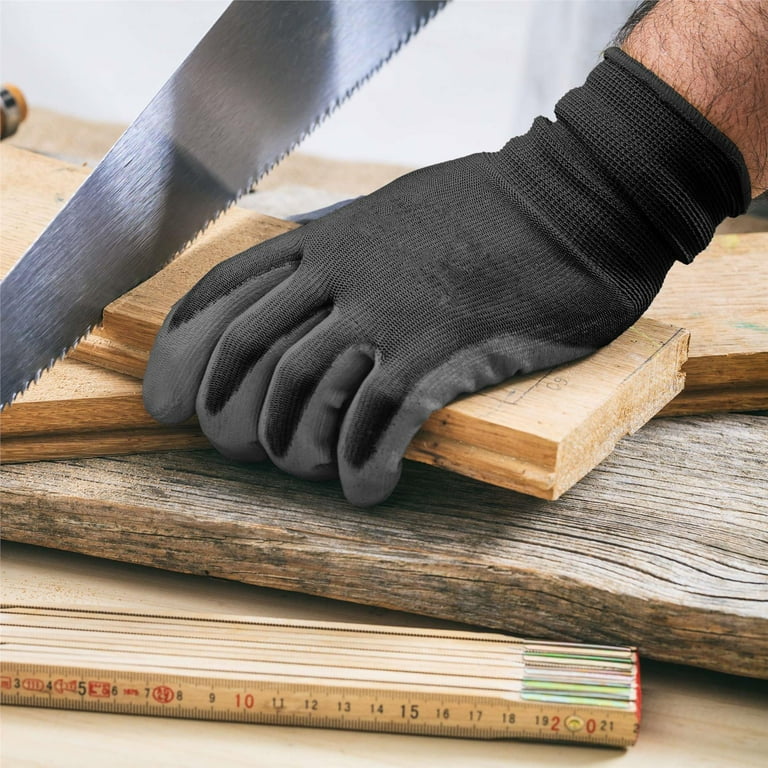 WeCare Black Working Gloves with PU Coating (S) - 3 Pairs of Safety Work Gloves - Construction, Gardening, Electric Gloves - Walmart.com