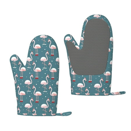 

Hirioo Elegant Flamingo for Silicone Oven Mitts for BBQ Baking Cooking Set of 2 Heat Resistant 260℃ Non-Slip Kitchen Essentials