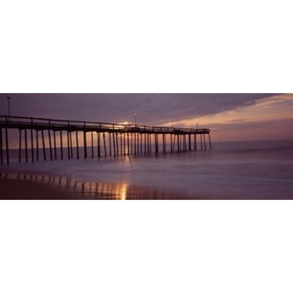 Pier over an ocean Ocean City Maryland USA Canvas Art - Panoramic Images (18 x 7)