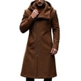 thumbnail image 2 of Hulanddfd Men's Faux Leather Trench Coat Hooded Zip Up Long Windbreaker Casual Fall Winter Outerwear, 2 of 8