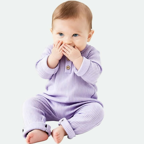 Cowsor Baby Boy Girl Solid Color One Piece Romper Jumpsuit Outfits Clothes