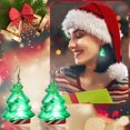 thumbnail image 2 of Christmas Earrings Luminous Holiday Party Accessories Light Up Tree Bulb Designs Festive Flashing Jewelry for Celebration Events, 2 of 9
