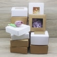 thumbnail image 6 of Wholesale of 10 latest gift packaging boxes with window white/kraft paper boxes, party matching candy gift bags 8x8x4cm white window, 6 of 6