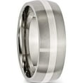 thumbnail image 4 of Titanium/Silver Two-Tone Titanium Brushed With Sterling Silver Inlay 8mm Band (Size 8) Made In China tb211-8, 4 of 5