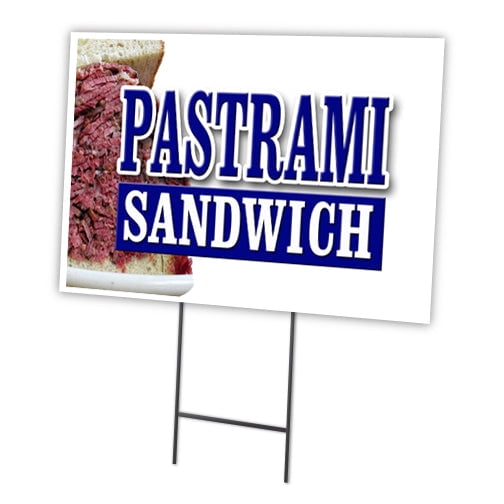 SignMission C-1824-DS-Pastrami Sandwich 18 x 24 in. Pastrami Sandwich Yard Sign & Stake Outdoor Plastic Window
